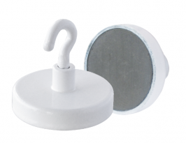 Ferrite Shallow Pots with Hook Magnets Painted White